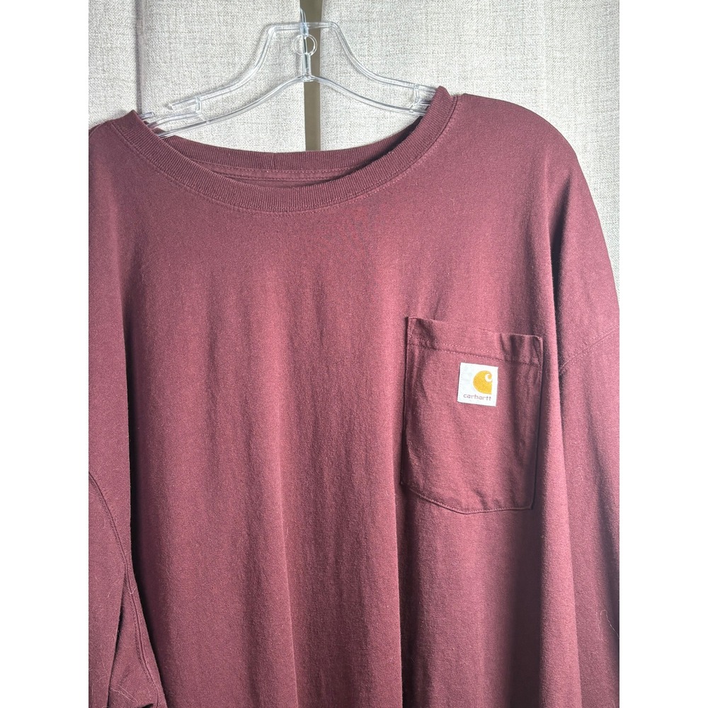 Carhartt Mens 5XL Burgundy Long Sleeve Pocket T-Shirt Original Fit Maroon K126